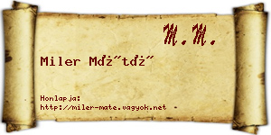 Miler Máté névjegykártya