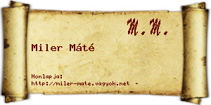 Miler Máté névjegykártya